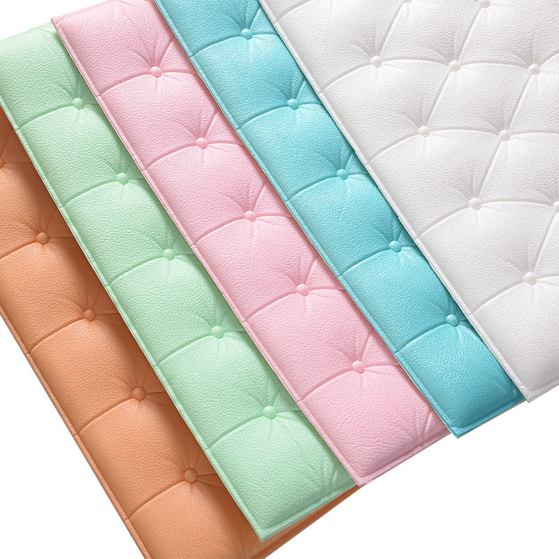 Self-Adhesive Tatami 3D 3D Soft Bag Wall Sticker Bedside Bumper Soft Cover Wall Circumference Soft Cushion Waterproof Thickened Wall Panel