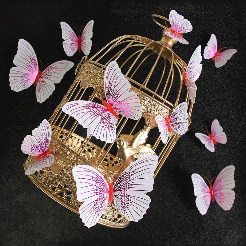 Colorful Single Layer 12 PCs PVC Butterfly Wedding Party Wall Decoration Magnetic Sticker 3D Three-Dimensional Butterfly Wall Sticker