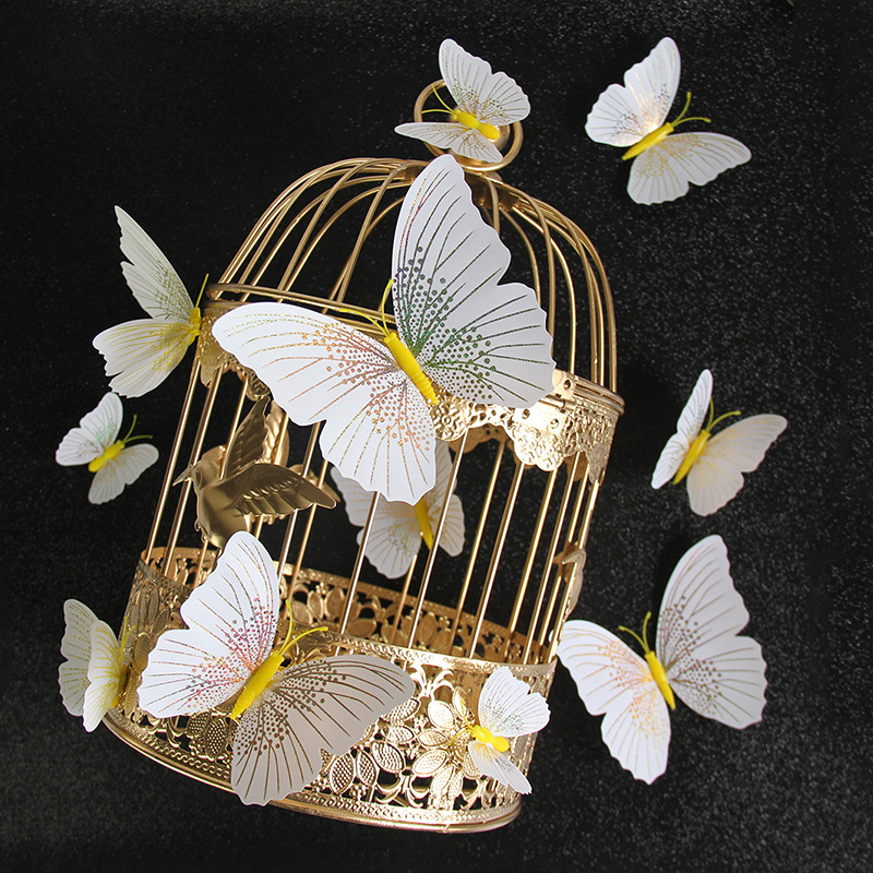 Colorful Single Layer 12 PCs PVC Butterfly Wedding Party Wall Decoration Magnetic Sticker 3D Three-Dimensional Butterfly Wall Sticker