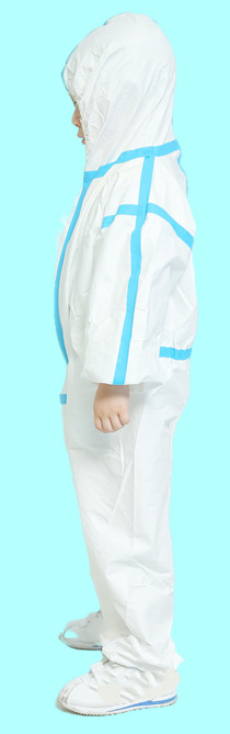 Factory Spot Disposable Children SF Breathable Film PPE Non-Woven Fabric Sticker Adhesive Strip Coverall Hooded Protection Disposable Protective Coveralls