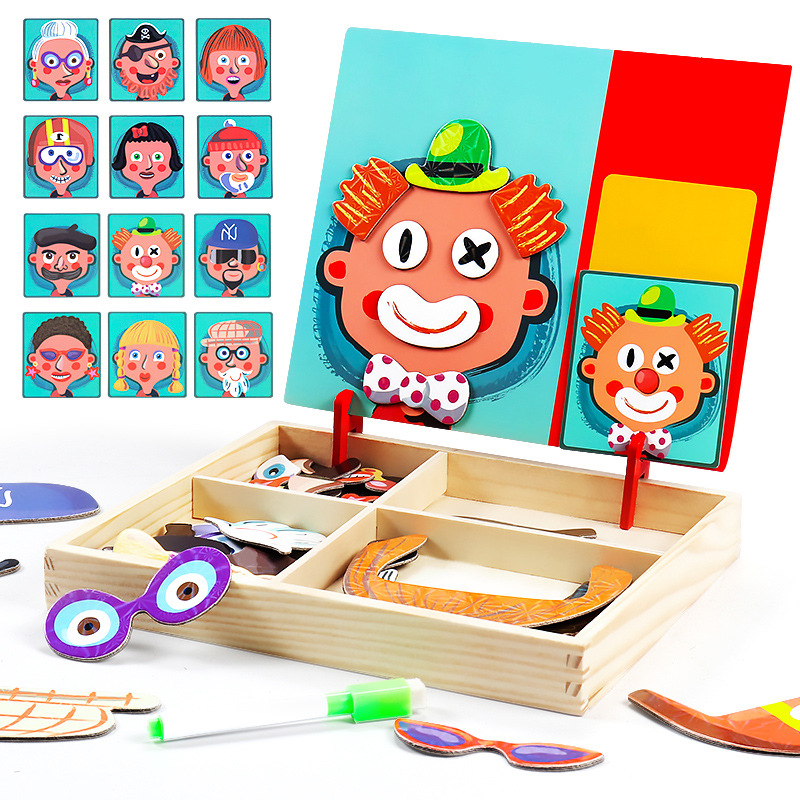 Children&#039;s Early Education Educational Facial Features Magnetic Sticker Magnetic Puzzle Changing Clothes 3-6 Years Old Kindergarten Wooden Toys Boys and Girls 2
