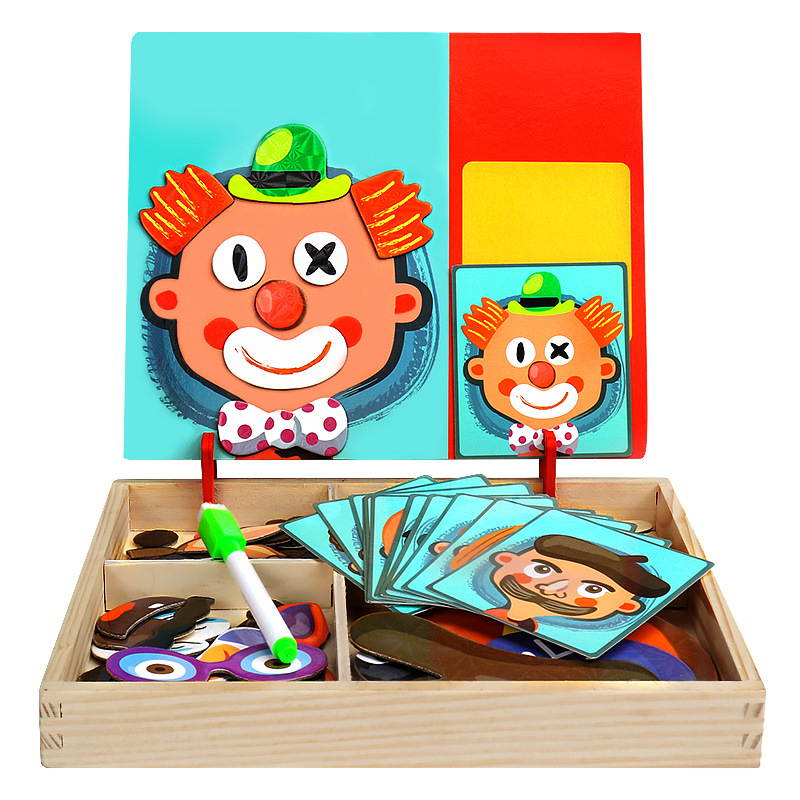Children&#039;s Early Education Educational Facial Features Magnetic Sticker Magnetic Puzzle Changing Clothes 3-6 Years Old Kindergarten Wooden Toys Boys and Girls 2