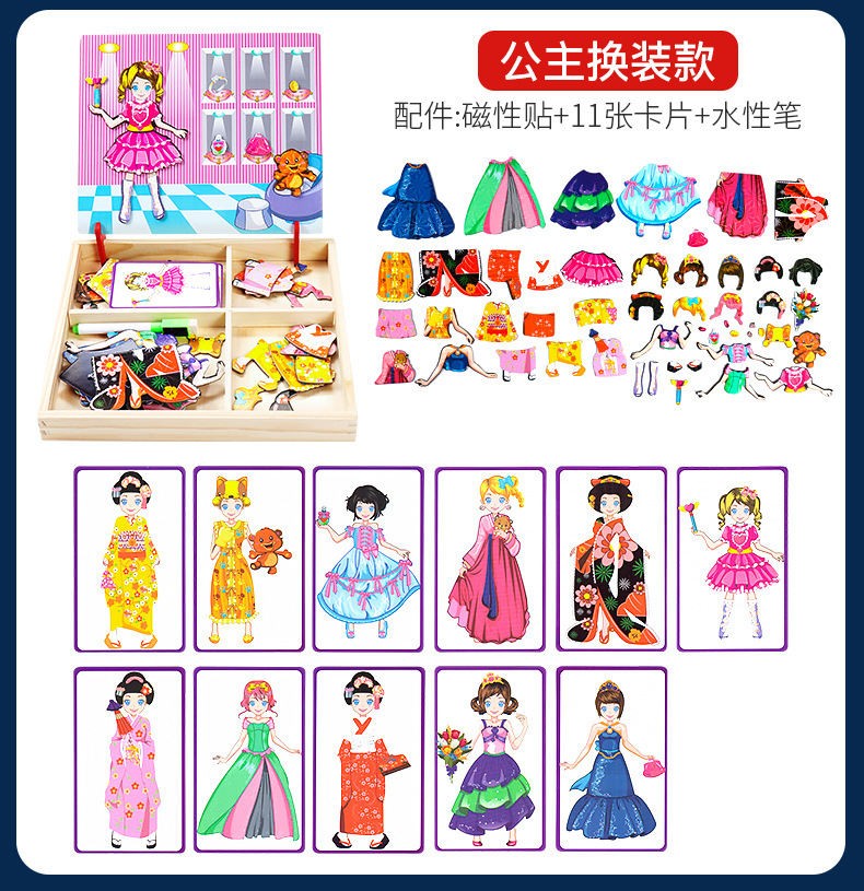 Children's Early Education Educational Facial Features Magnetic Sticker Magnetic Puzzle Changing Clothes 3-6 Years Old Kindergarten Wooden Toys Boys and Girls 2