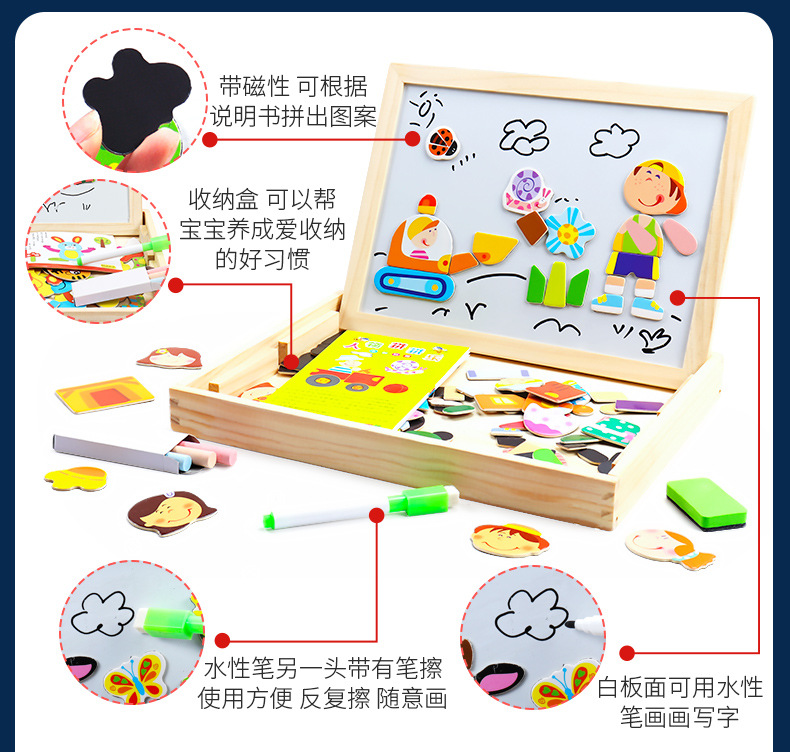 Children's Early Education Educational Facial Features Magnetic Sticker Magnetic Puzzle Changing Clothes 3-6 Years Old Kindergarten Wooden Toys Boys and Girls 2