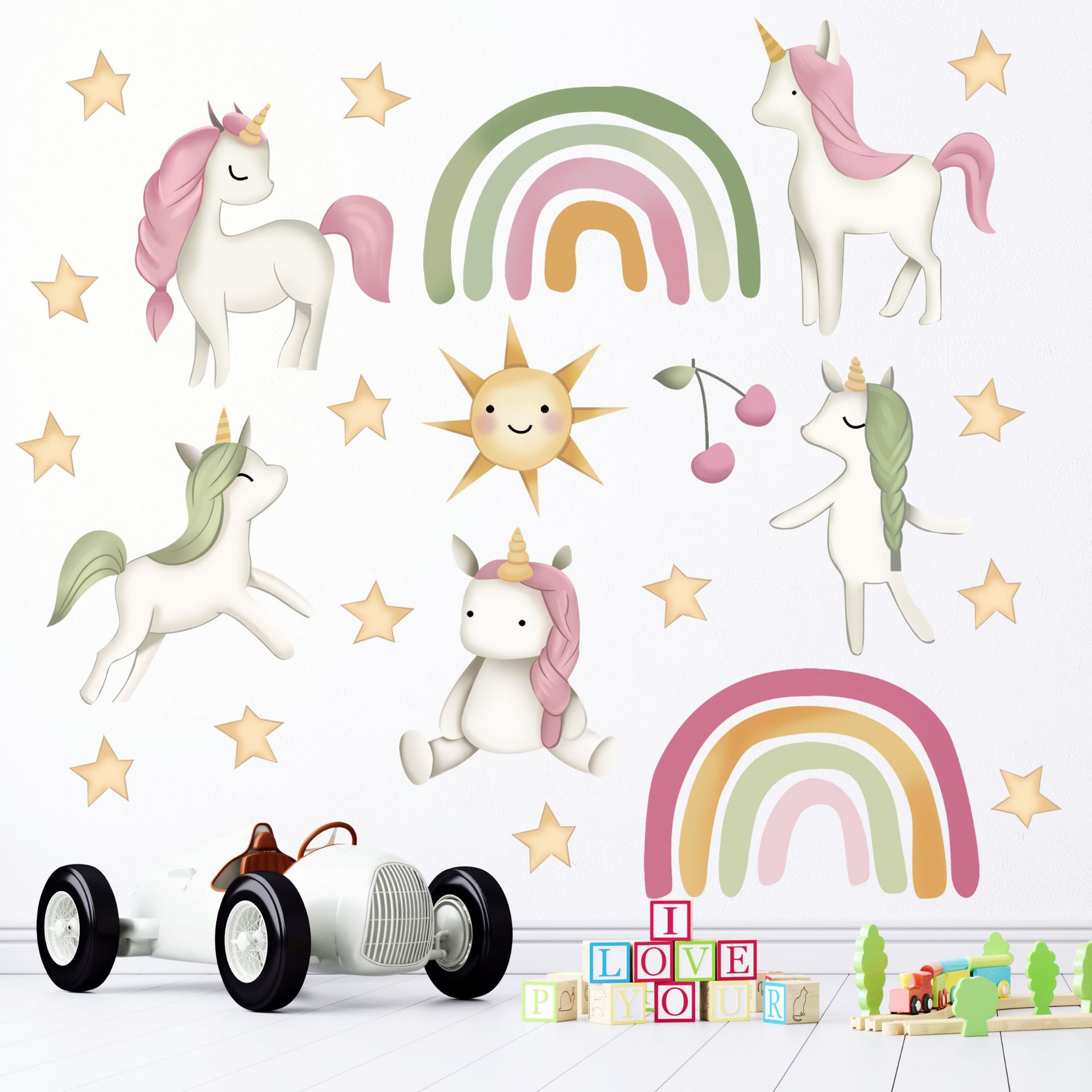 Children's Room Rainbow Unicorn Decorative Sticker Candy Color XINGX Sun Wall Stickers Kindergarten Classroom Foreign Trade Removable Sticker Paper