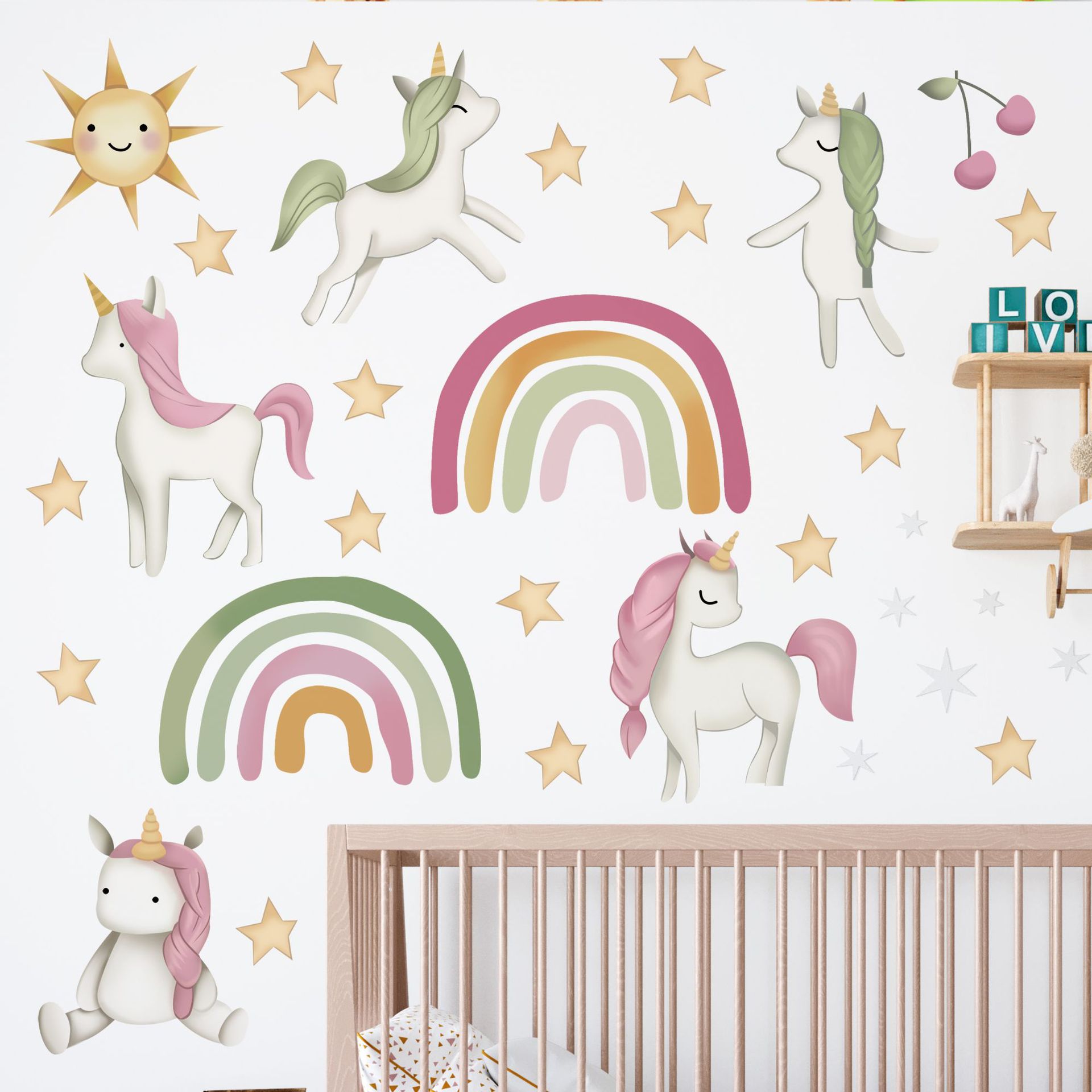 Children's Room Rainbow Unicorn Decorative Sticker Candy Color XINGX Sun Wall Stickers Kindergarten Classroom Foreign Trade Removable Sticker Paper