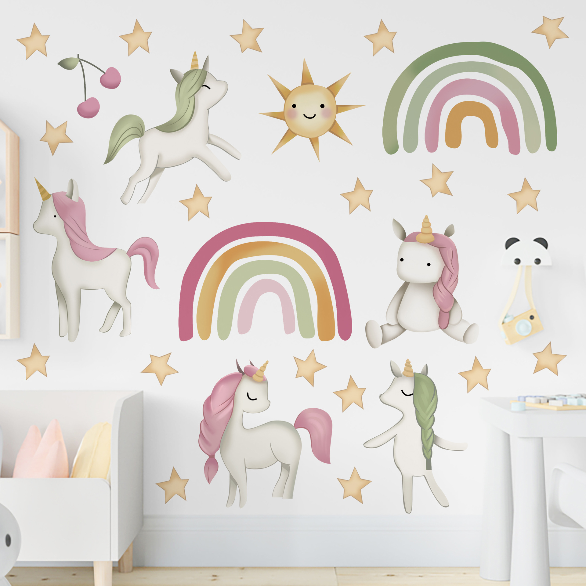 Children's Room Rainbow Unicorn Decorative Sticker Candy Color XINGX Sun Wall Stickers Kindergarten Classroom Foreign Trade Removable Sticker Paper