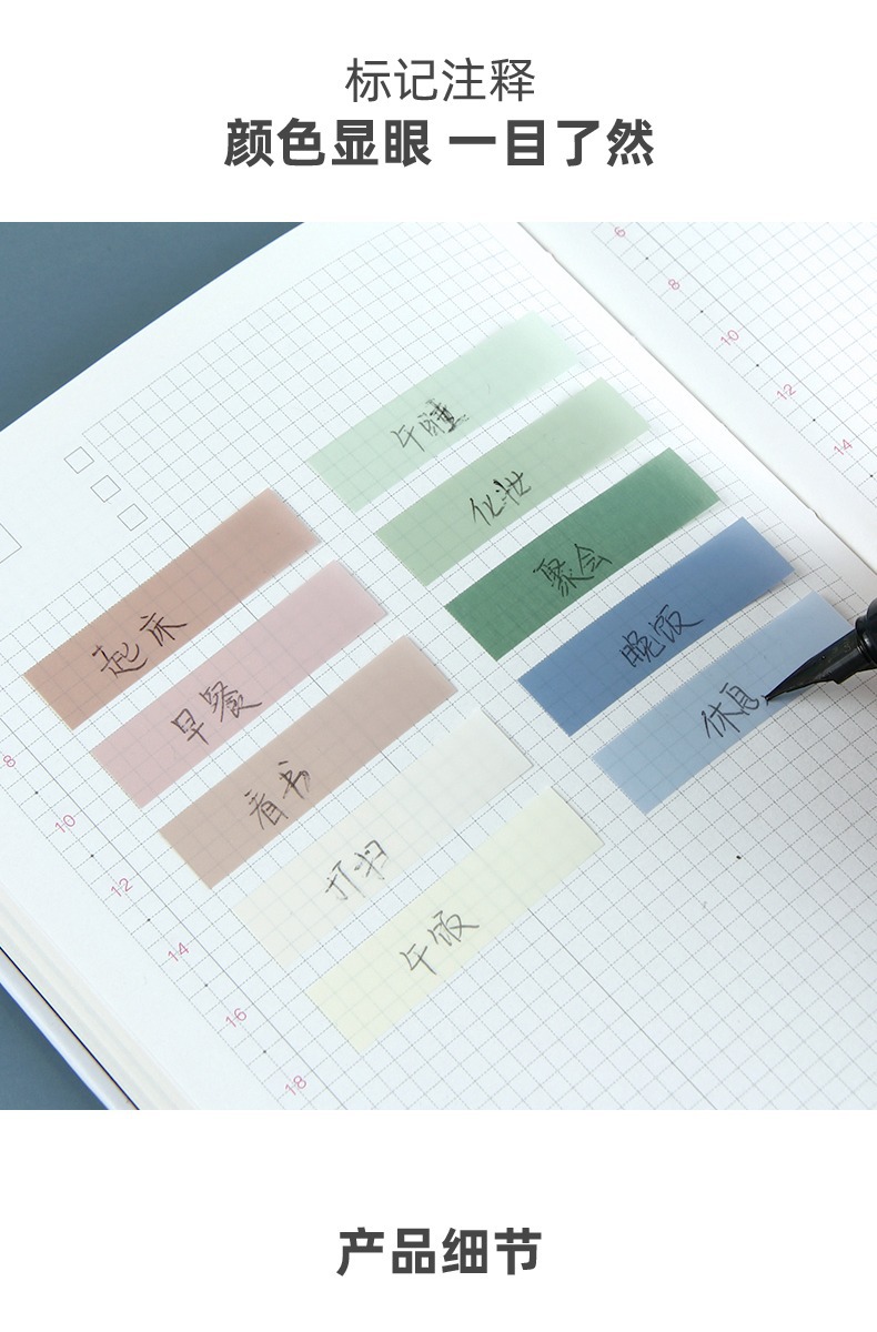 SOTI Time Creative Sticky Note PET Message Sticker Morandi Fresh Note Paper Translucent Note Sticker Wholesale