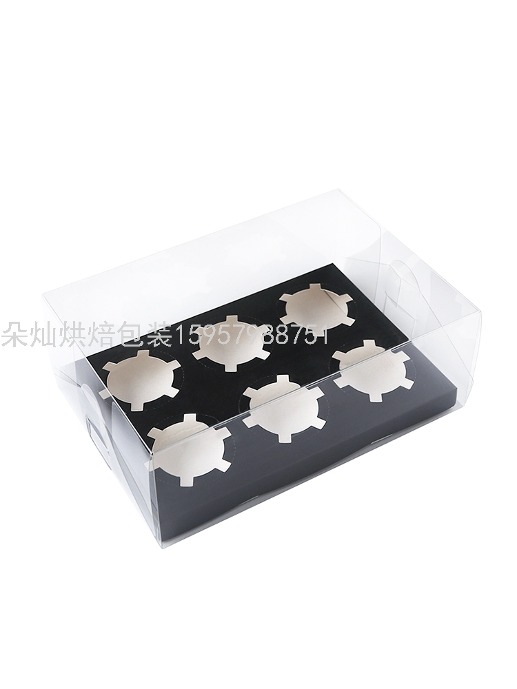 6 Cups Black Transparent Cake Box Cup Cake Packaging Box Paper Cup Transparent Plastic Dessert to-Go Box 6 Cups Black Transparent Cake Box Cup Cake Packaging Box Paper Cup Transparent Plastic Dessert to-Go Box