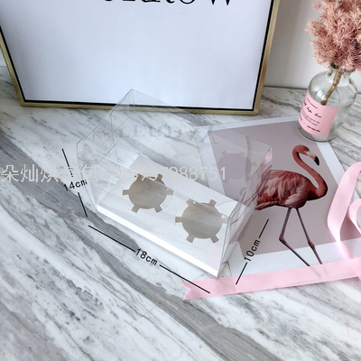 2 Cups White Transparent Cake Box Cup Cake Packaging Box Paper Cup Transparent Plastic Dessert to-Go Box