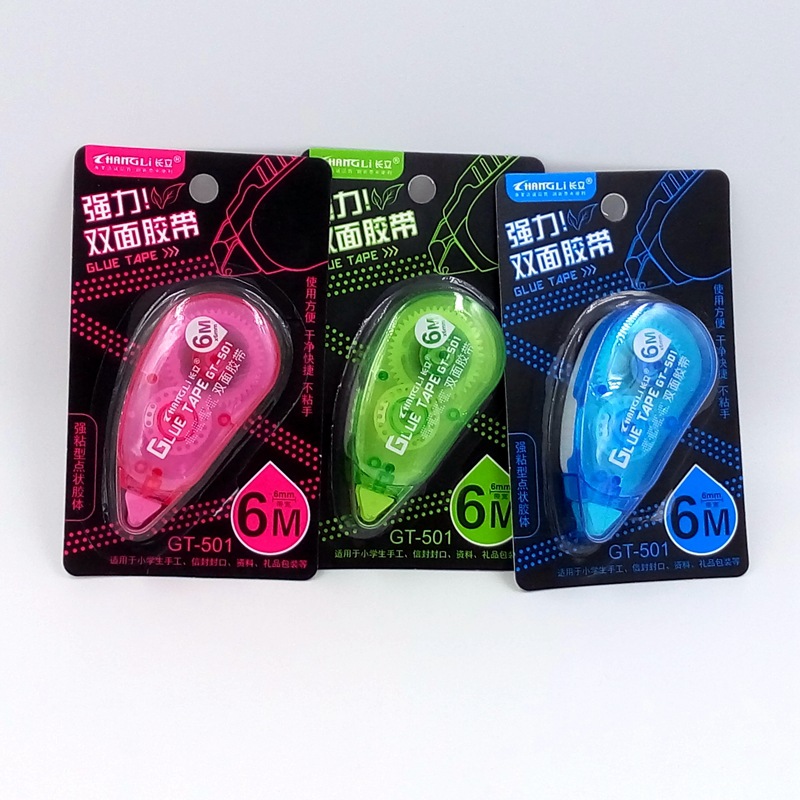 Japan and South Korea Stationery Mixed Color Strong Double-Sided Adhesive Tape Strong Adhesive Colloid Wholesale and Retail Environmental Protection 501 Correction Tape Can Be Fixed