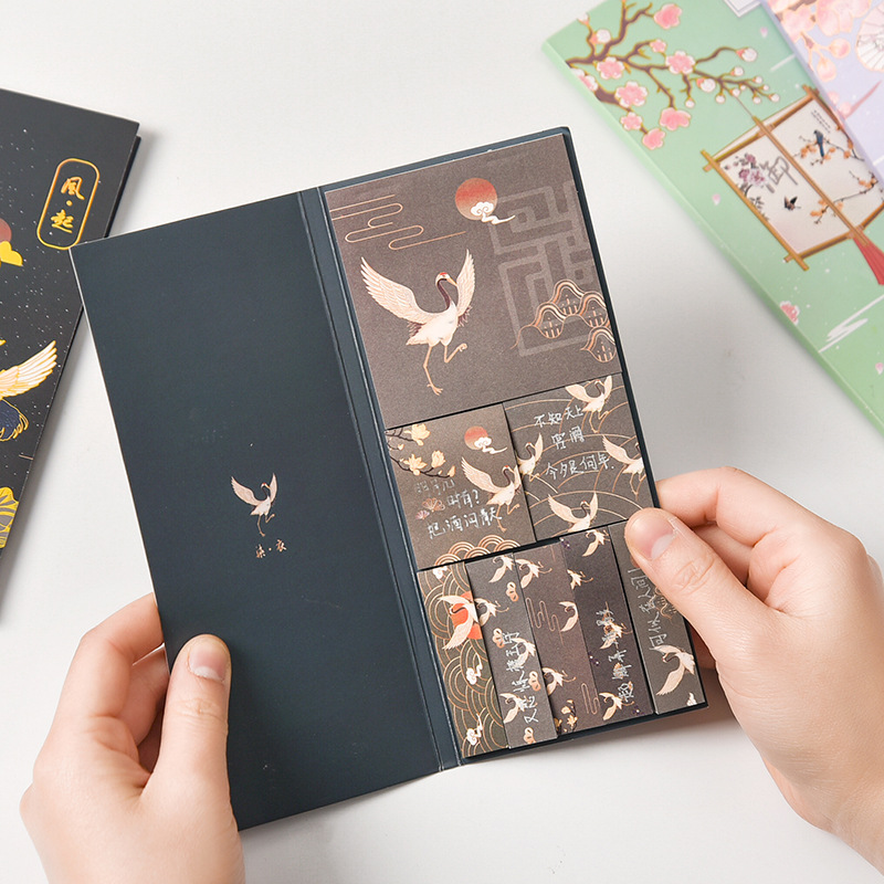 Creative Chinese Style Boxed Gilding Sticky Note Set Tearable Note Student Ancient Style Tearable Sticky Note Sticker