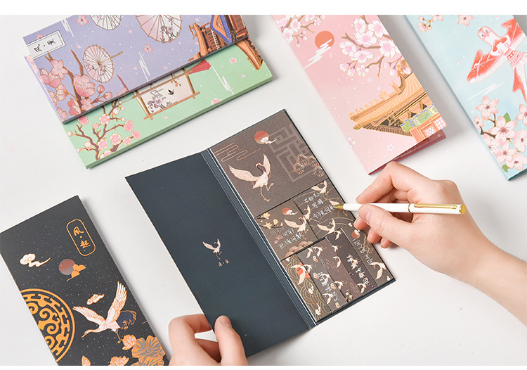 Creative Chinese Style Boxed Gilding Sticky Note Set Tearable Note Student Ancient Style Tearable Sticky Note Sticker