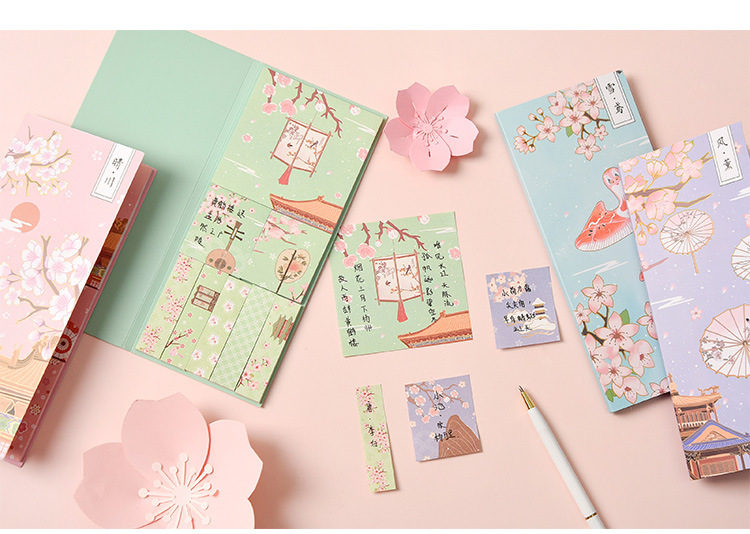 Creative Chinese Style Boxed Gilding Sticky Note Set Tearable Note Student Ancient Style Tearable Sticky Note Sticker