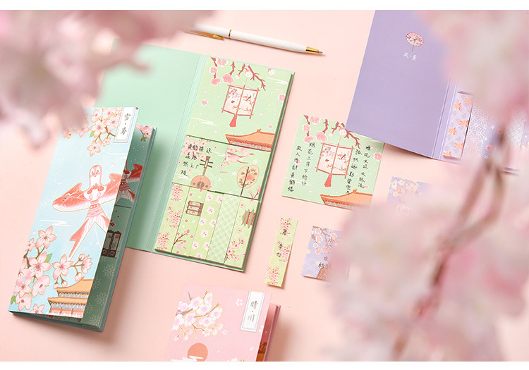 Creative Chinese Style Boxed Gilding Sticky Note Set Tearable Note Student Ancient Style Tearable Sticky Note Sticker