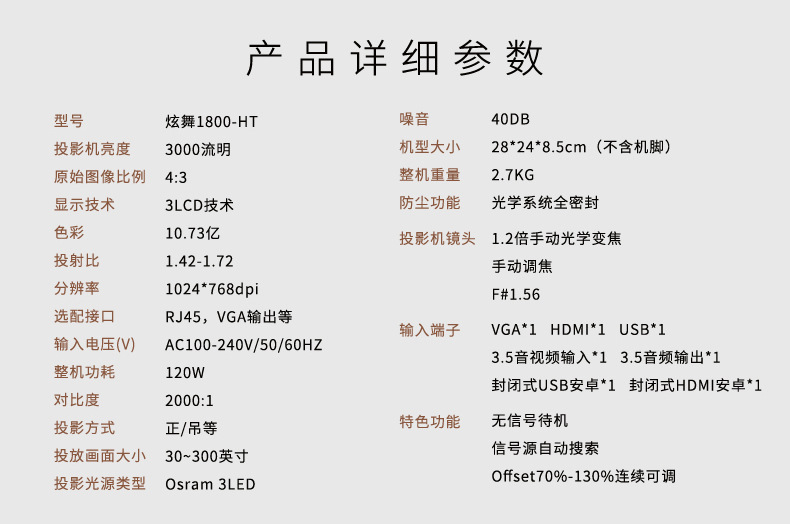 Chuangrong X1800 Commercial Teaching Office Home Win10 Android Smart Projector Chuangrong X1800 Commercial Teaching Office Home Win10 Android Smart Projector