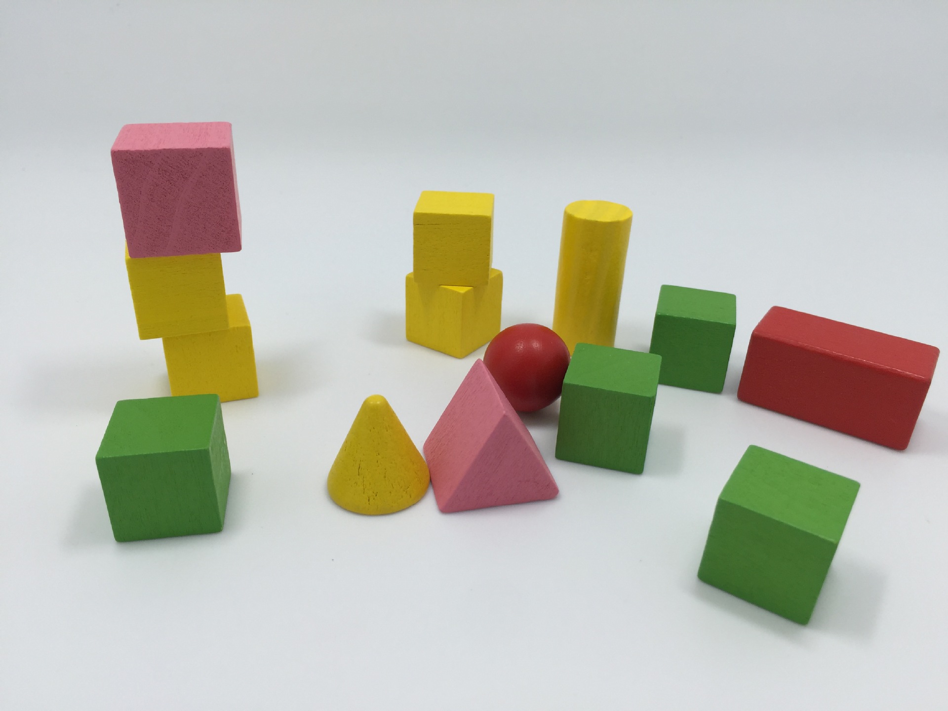 Mathematics teaching aid cube geometry color solid cube wood conical triangular square
