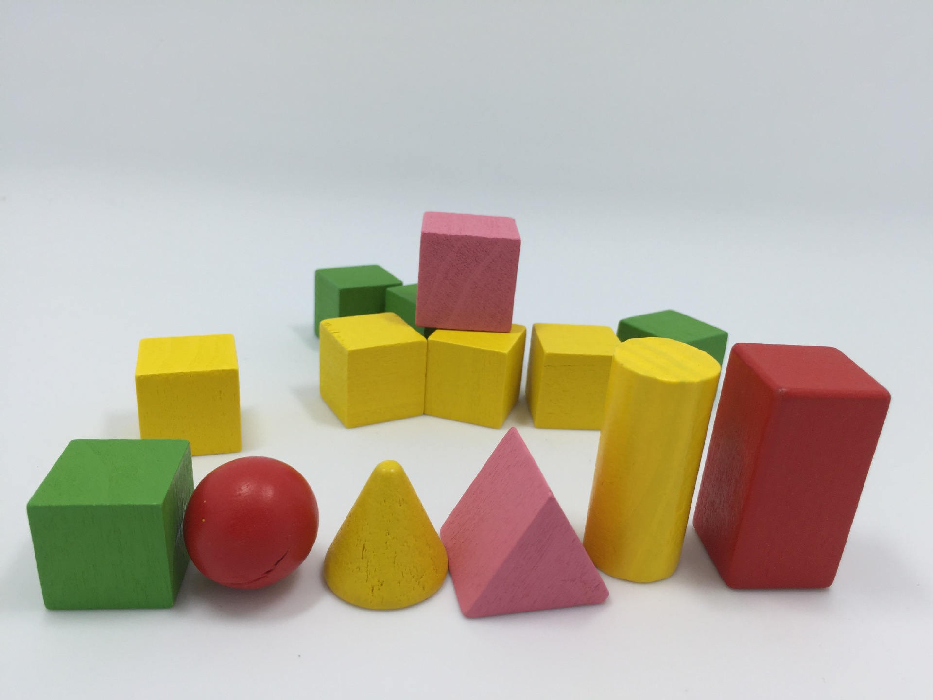Mathematics teaching aid cube geometry color solid cube wood conical triangular square