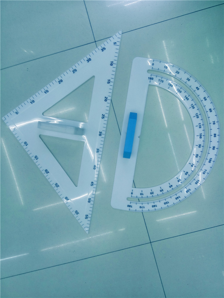 jiao xue chi Teaching Aids Equilateral Angle Set Square Protractor Blackboard Compasses Triangle