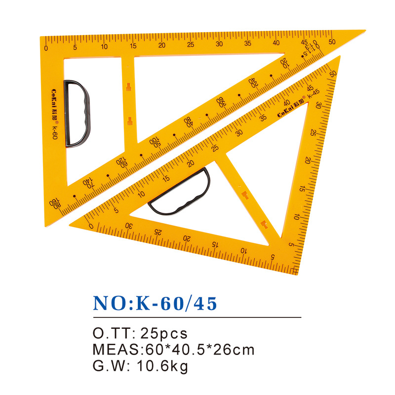 Teacher Handle Triangular Plate Dual-Purpose Triangular Scale Multifunctional Ruler Wooden Set Square Teaching Aids Wholesale