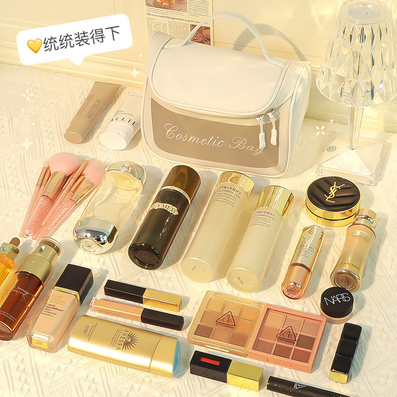 Transparent Simple Large Capacity Cosmetic Bag Travel Portable Portable Storage Bag Student Portable Large Capacity Pencil Case