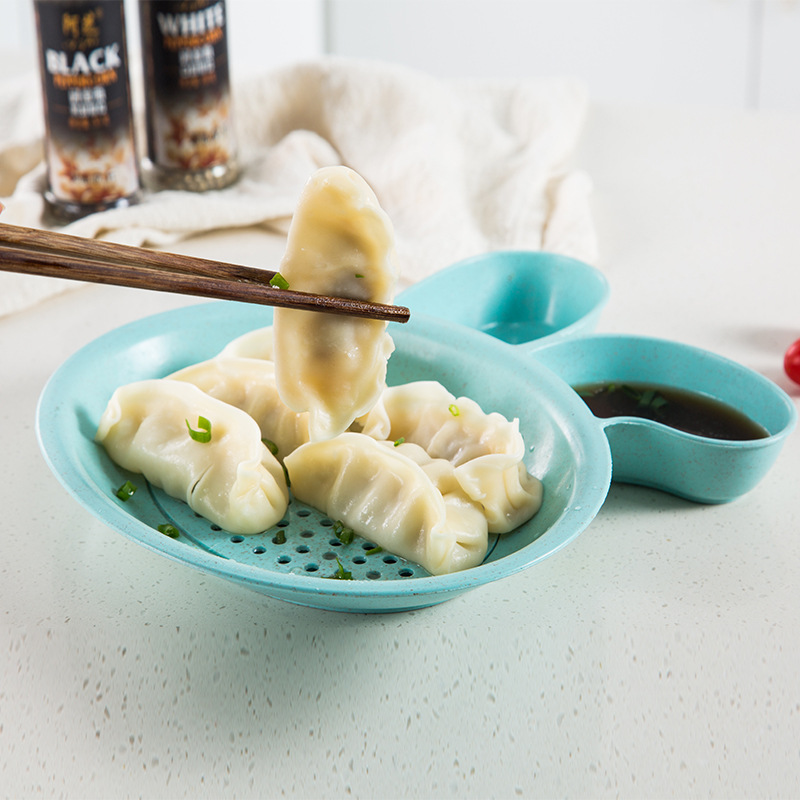 Kitchen Plastic Tape Vinegar Dish Rabbit Environmental Protection Small Straw Wonton Dumpling Plate Multi-Functional Double-Layer Drain Fruit Plate
