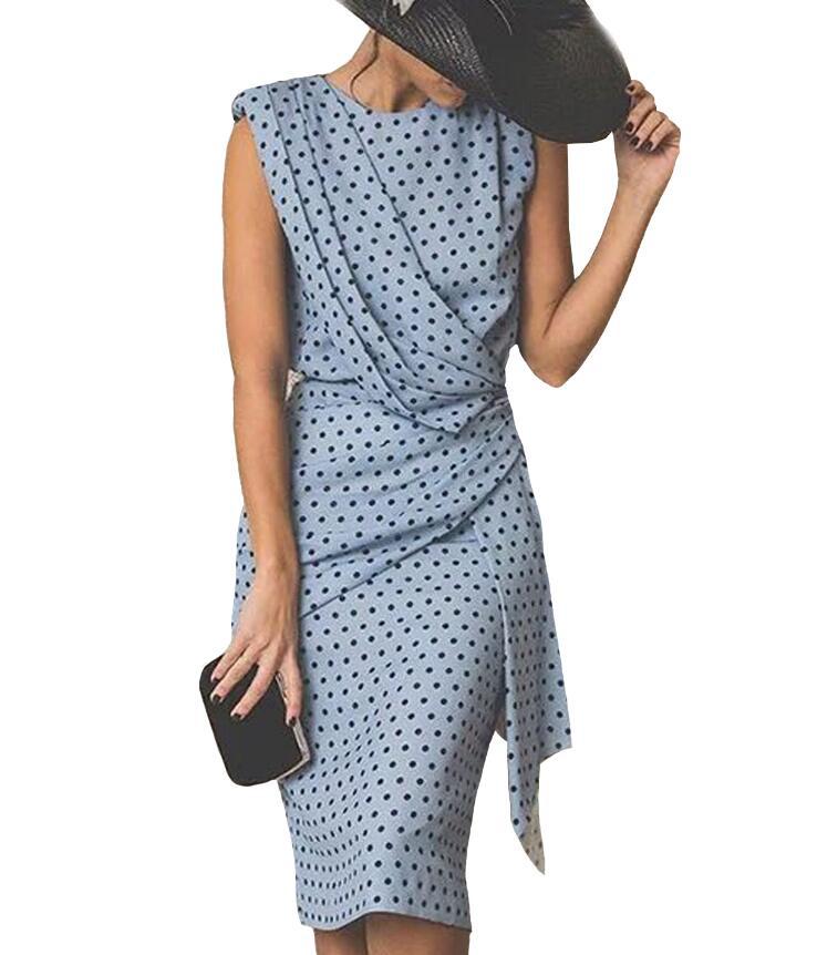 AliExpress 2021 Summer New European and American Women's Clothing Sheath Tight Polka Dot Dress Pleated Retro Pencil Skirt