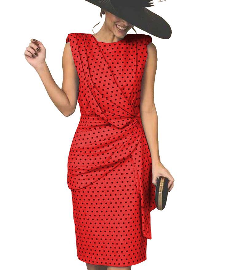 AliExpress 2021 Summer New European and American Women's Clothing Sheath Tight Polka Dot Dress Pleated Retro Pencil Skirt