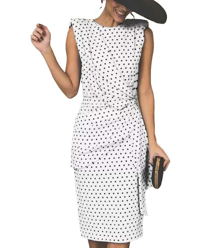 AliExpress 2021 Summer New European and American Women's Clothing Sheath Tight Polka Dot Dress Pleated Retro Pencil Skirt