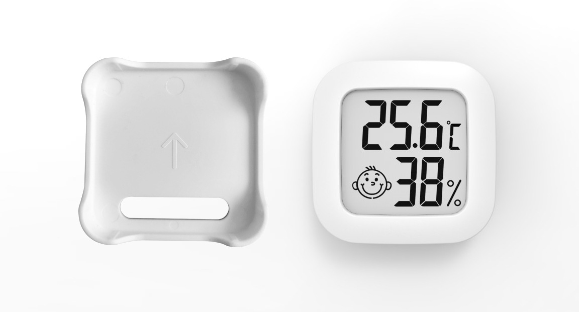 Temperature Moisture Meter Mini Thermometer with Smiling Face Temperature Humidity with Double-Sided Adhesive Tape