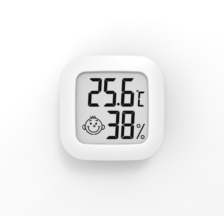 Temperature Moisture Meter Mini Thermometer with Smiling Face Temperature Humidity with Double-Sided Adhesive Tape