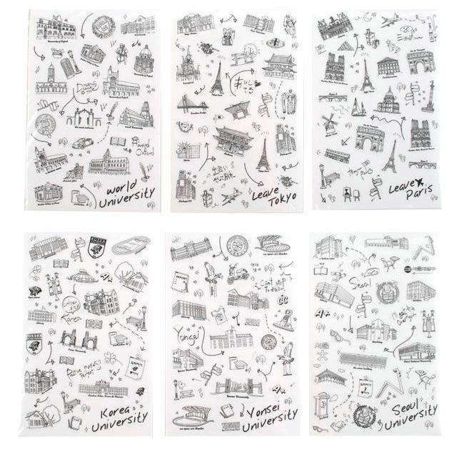 A16 World Scenic Tour Transparent PVC Photo Album Notebook Note Decoration Sticker 6 Sheets