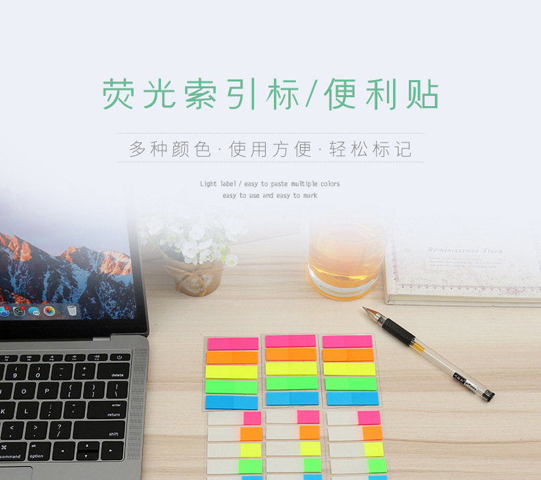 Fashion New Pet Index Label Sticky Note Fluorescent 5-Color Combination Nth Sticker Environmental Protection Sticky Note Customized Manufacturer