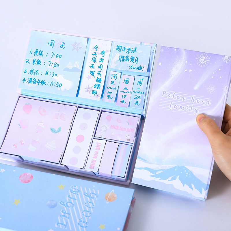 Yilan Sticky Notes Boxed Creative TikTok Cute Girl Heart Set Sticky Note Paper Color Note N Times Sticker Paper