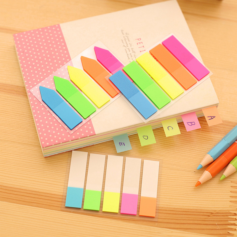 Korean Stationery Cute Creative Fluorescent Sticky Notes Classification Index Stickers Transparent Instruction Stickers Note Paper Note Sticker