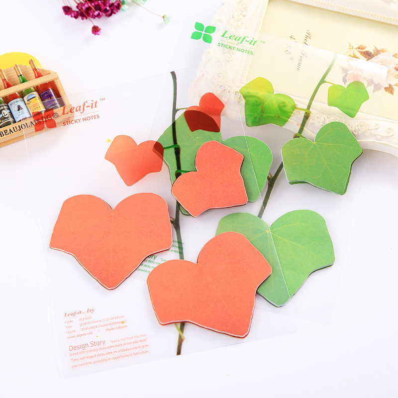 Creative Stationery Imitate Leaves Sticky Notes Environmental Protection Maple Leaf Note Sticker Classroom Note Message Sticker