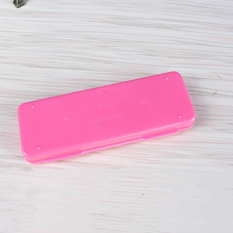Plastic Double-Layer Stationery Box Creative Cartoon Pattern Student Pencil Case 2 Yuan Shop Hot Sale Stationery Wholesale