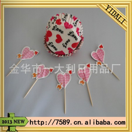 (factory direct sales) valentine&#039;s day series environmental protection cake paper cup toothpick box cake paper holder.