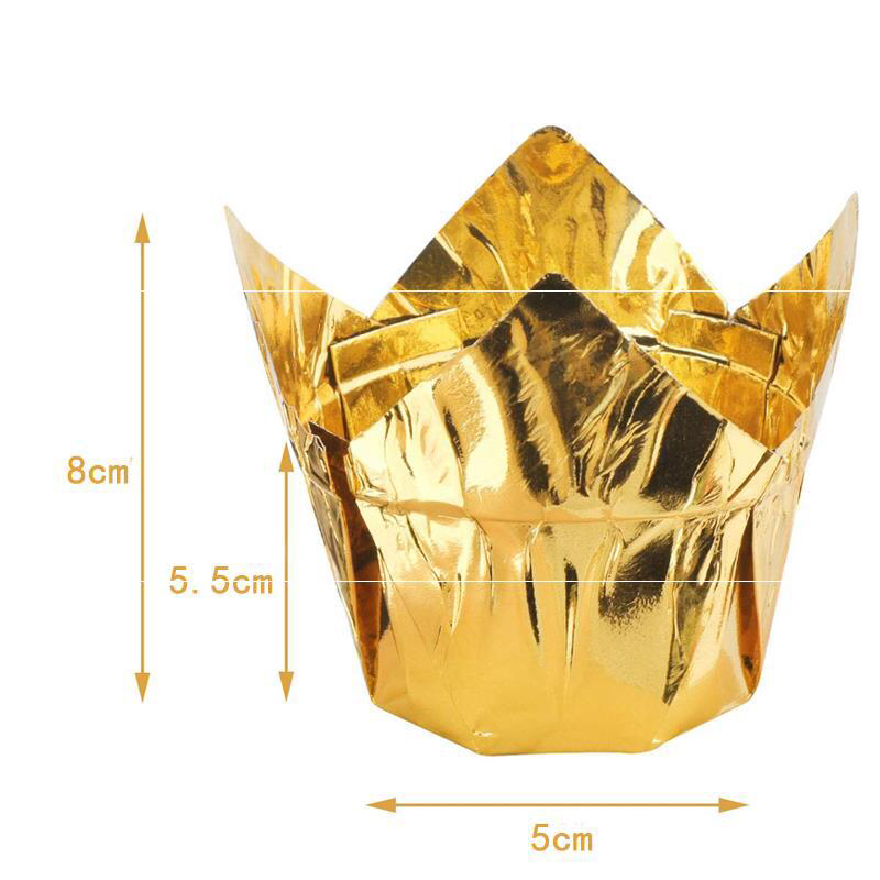 Tulip Flame Cup Cake Cup Cake Paper Cake Paper Tray Anti-Oil Paper Gold Paper Cup Roll Mouth Cup