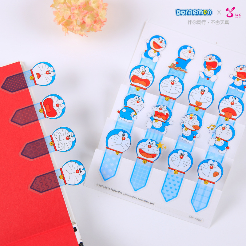 Officially Authorized Doraemon Bookmark Sticker Transparent PVC Classification Instruction Note Paper Index Blue Fat Man Gift