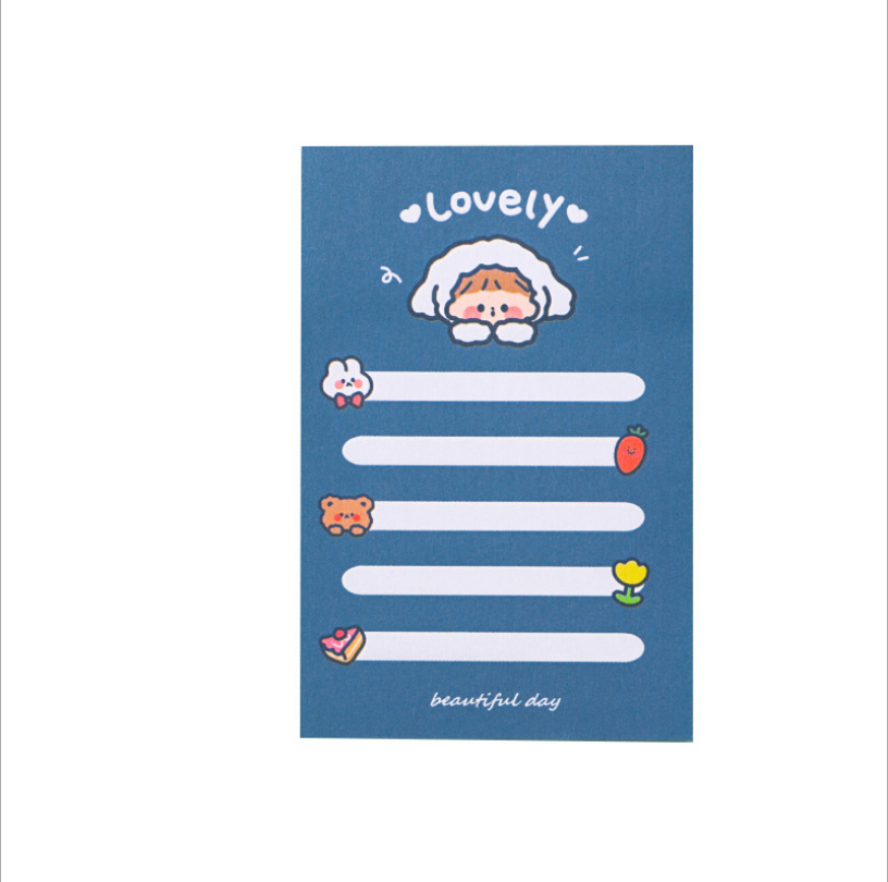 Korean Style Cute Cartoon Bear Girl Sticky Notes Creative Student Note Sticker Message Notepad Tearable Note Paper
