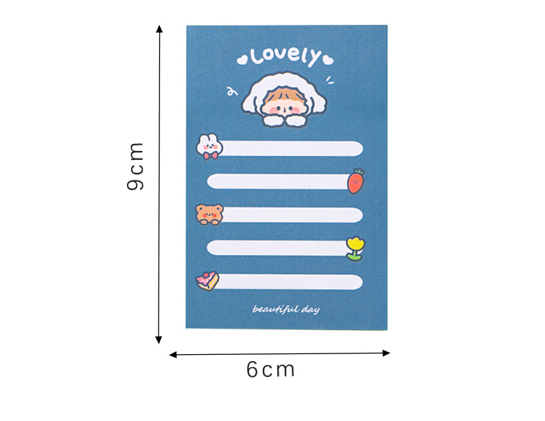 Korean Style Cute Cartoon Bear Girl Sticky Notes Creative Student Note Sticker Message Notepad Tearable Note Paper