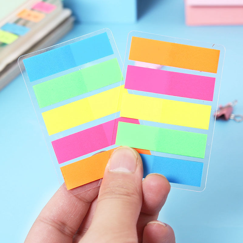 Fluorescent Color Note Sticker Korean Classification Index Stickers Color Loose-Leaf Label Sticker Transparent Instruction Stickers Sticky Notes