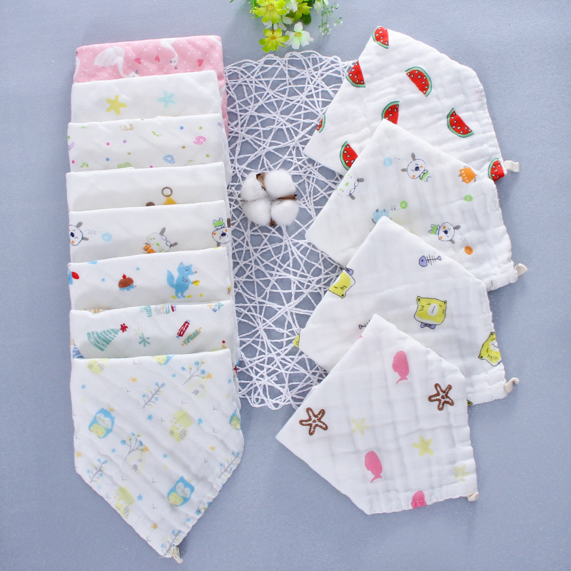 [Triangular Binder] 6 Layers 8 Layers Pure Cotton Children's Triangle Towel Triangular Binder Cute Special Men and Women Baby's Triangular Hood Triangular Binder