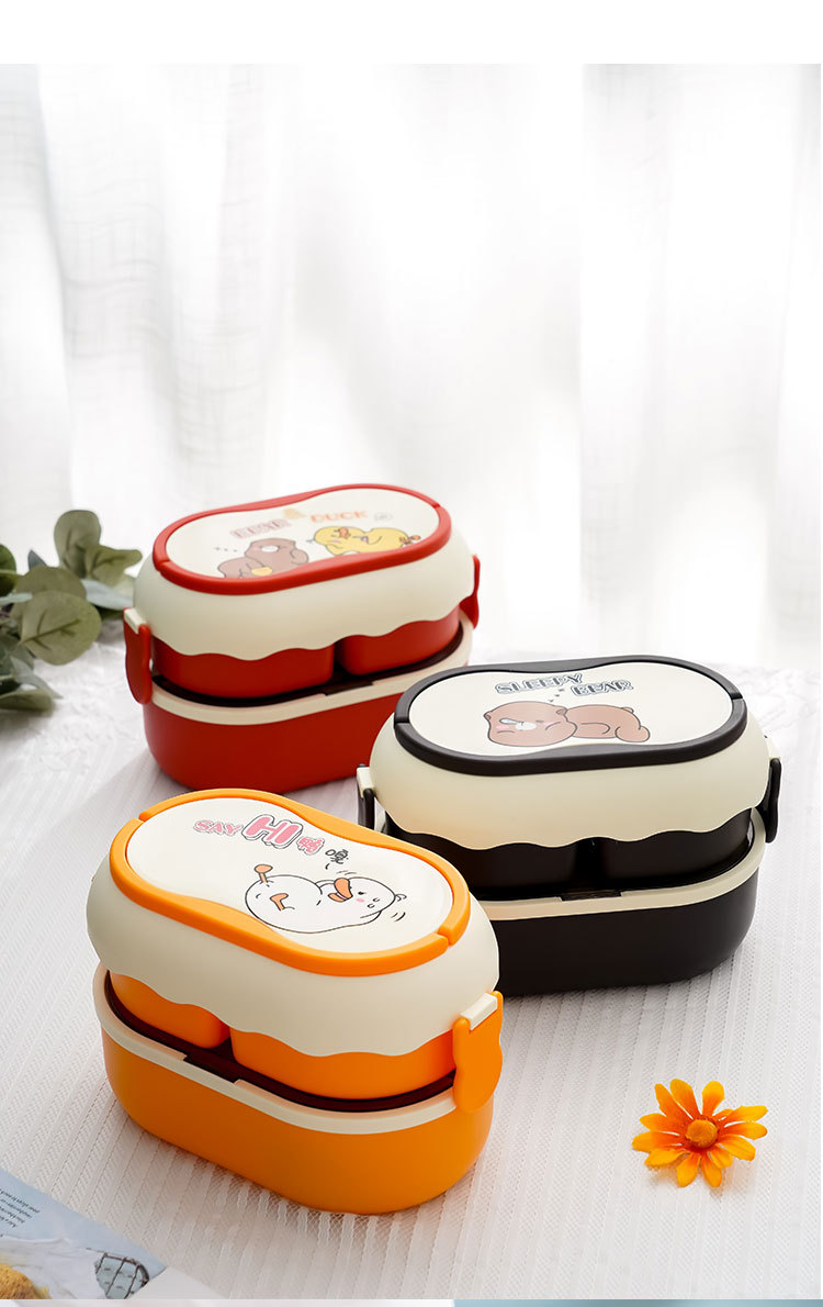 304 Stainless Steel Insulated Lunch Box Tape Tableware Multi-Layer Double-Layer Bento Box Compartment with Soup Bowl Water Injection Thermal Insulation Wholesale