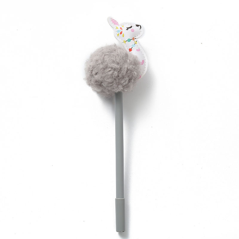 Manufacturers Supply Cartoon Alpaca Fur Ball Gel Pen Pompom Pen Custom Logo Creative Stationery Wholesale