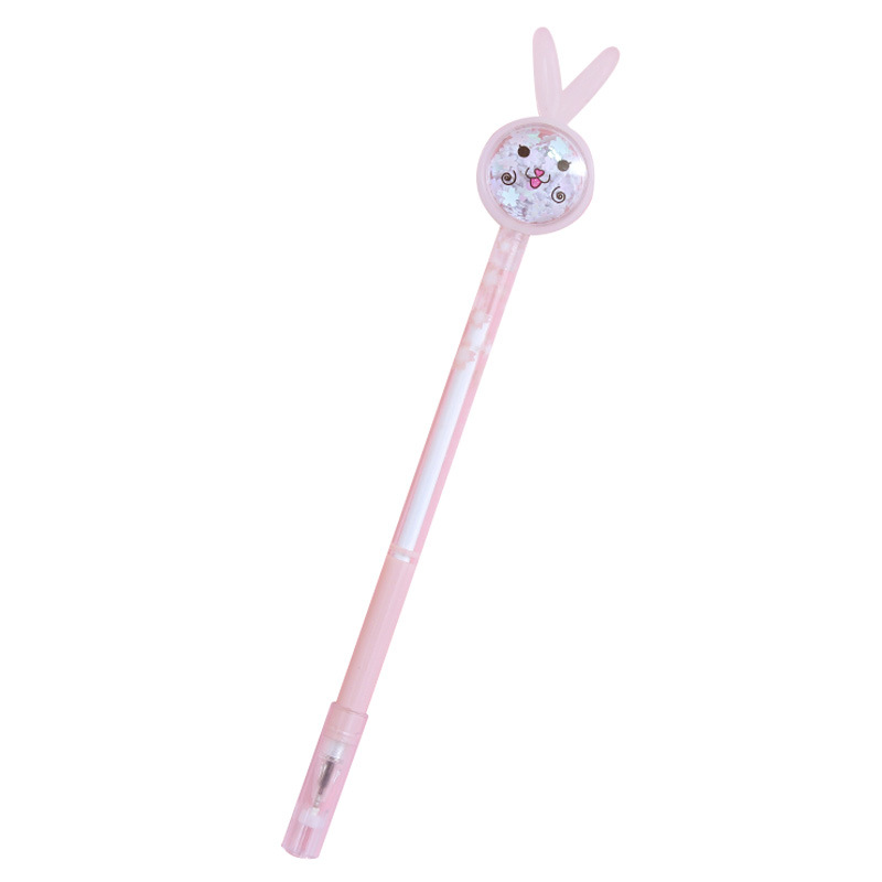 Cartoon Creative Rabbit Ears Sequins Gel Pen Ins Girl Heart Signature Pen Cute Student Exam Writing Ball Pen