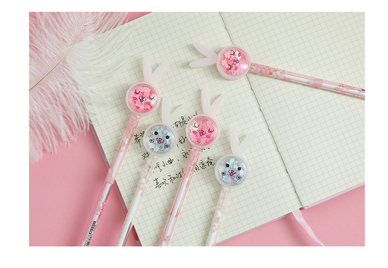 Cartoon Creative Rabbit Ears Sequins Gel Pen Ins Girl Heart Signature Pen Cute Student Exam Writing Ball Pen