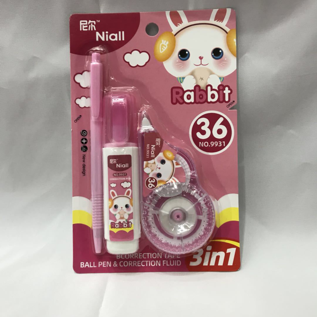 Correction Tape 3-in-1 Correction Fluid Creative Learning Stationery Correction Tape Three Pack Correction Tape Stationery Cartoon Correction Tape
