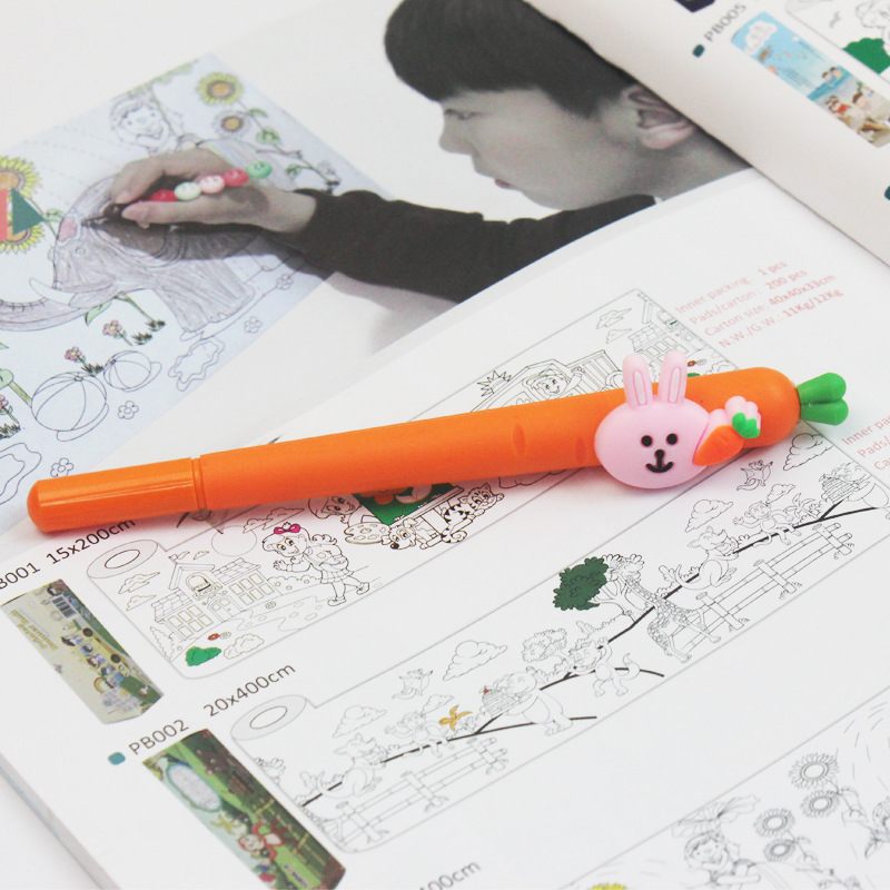 Cartoon Soft Glue Radish Rabbit Stylish Pen Student Gel Pen Fruit Vegetable Ball Pen Creative Learning Stationery Wholesale